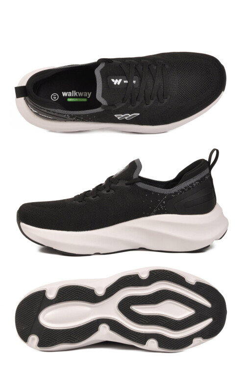 Siyah Beyaz Fileli Hafif Esnek Hafızalı Taban Unisex Spor Ayakkabı Flexnova M