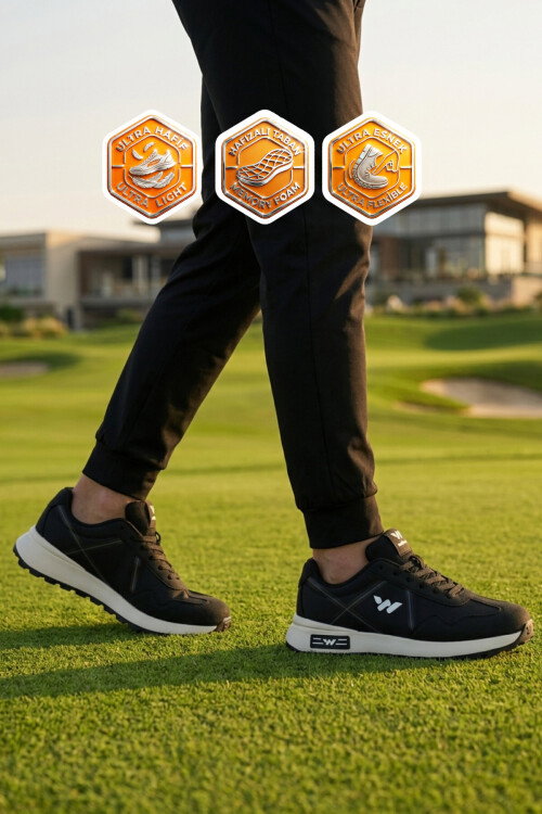 Siyah Hafızalı Taban Hafif Esnek Unisex Spor Ayakkabı Muveon M