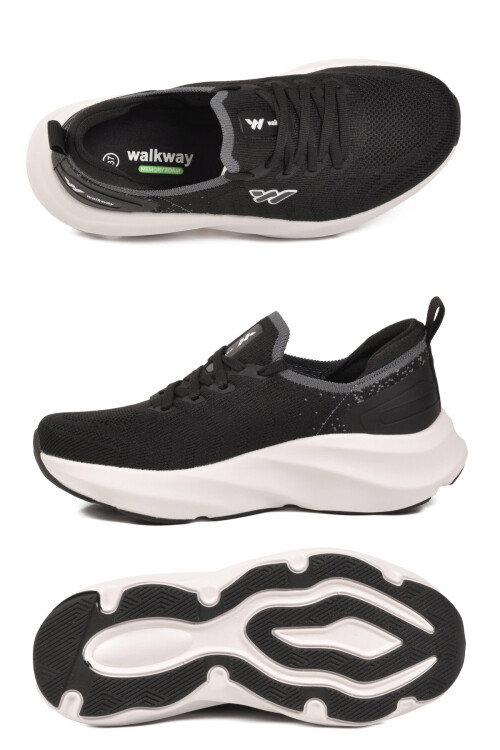 Siyah Beyaz Fileli Hafif Esnek Hafızalı Taban Unisex Spor Ayakkabı Flexnova G