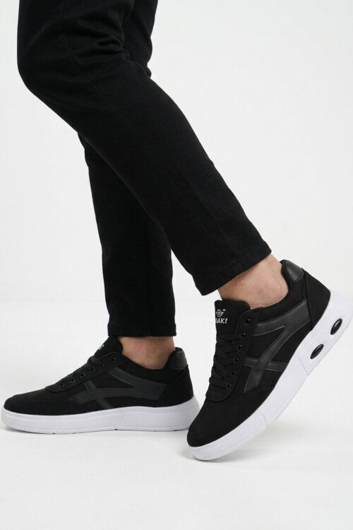 Siyah Beyaz Keten Hafif Esnek Erkek Casual Ayakkabı 2308 M