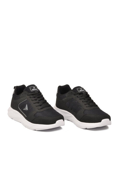 Siyah Beyaz Fileli Hafif Esnek Büyük Numara Erkek Spor Ayakkabı 2030 M