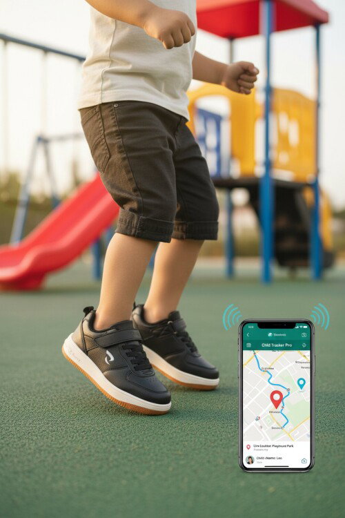 Siyah Gps Takip Özellikli Unisex Çocuk Spor Ayakkabı Follow F