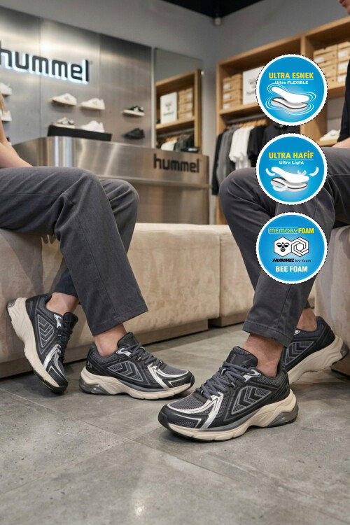 Siyah Gri Fileli Hafif Esnek Unisex Spor Ayakkabı 900794 Hml Performance 700