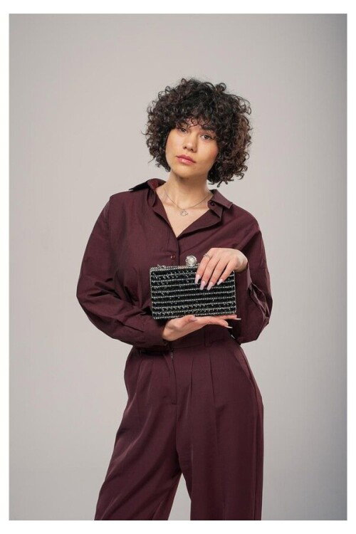 Siyah Gümüş Kadın Omuz Askılı El Çantası 17874