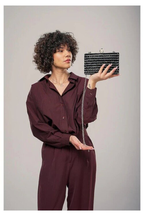 Siyah Gümüş Kadın Omuz Askılı El Çantası 17874