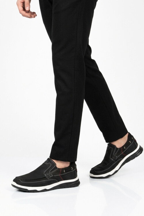 Siyah Hakiki Deri Erkek Casual Ayakkabı 2675 M