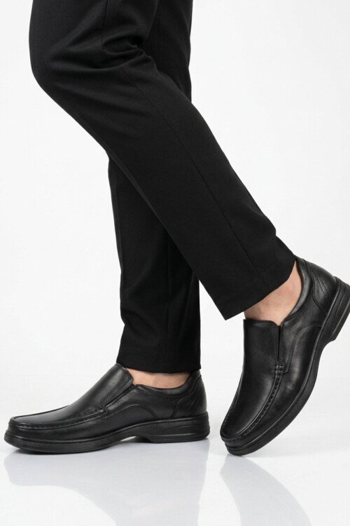 Siyah Hakiki Deri Erkek Casual Ayakkabı 076 M