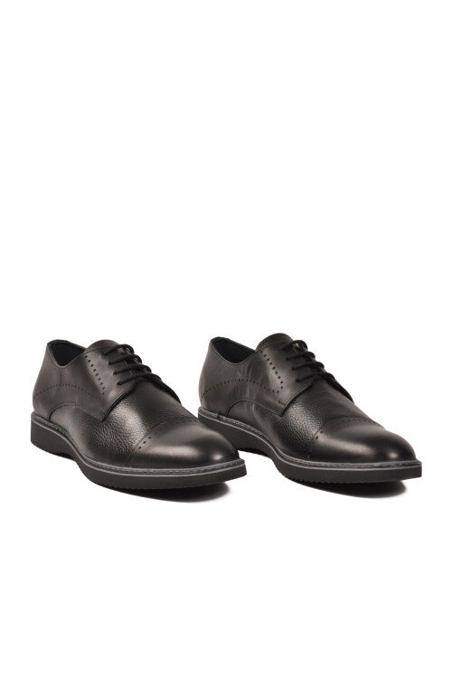 Siyah Hakiki Deri Büyük Numara Erkek Casual Ayakkabı 1919 M