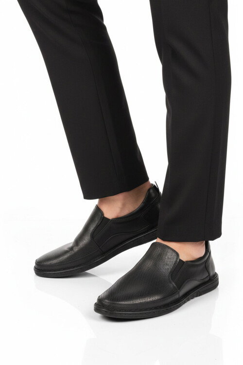 Siyah Hakiki Deri Erkek Casual Ayakkabı 2297 M