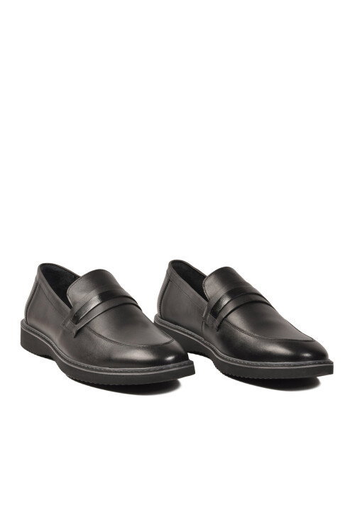 Siyah Hakiki Deri Büyük Numara Erkek Casual Ayakkabı 2596 M