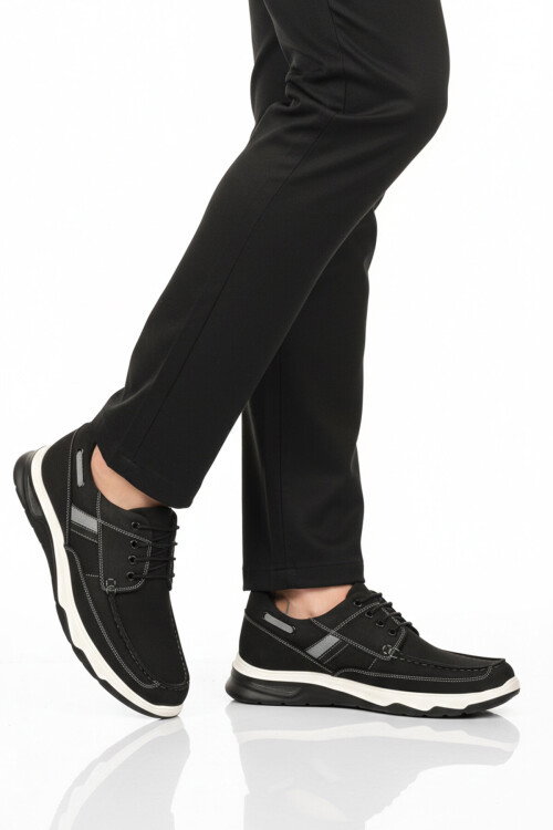 Siyah Hakiki Deri Erkek Casual Ayakkabı 2676 M