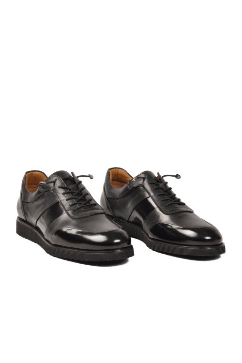 Siyah Hakiki Deri Erkek Casual Ayakkabı 3165 M