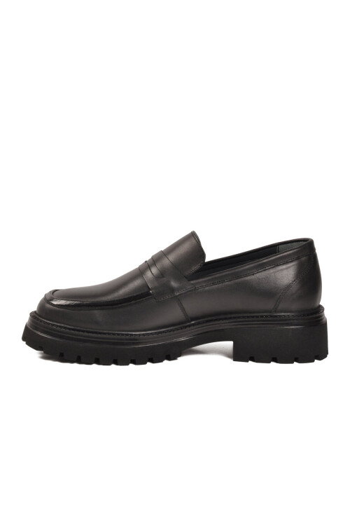 Siyah Hakiki Deri Erkek Casual Ayakkabı 2238 M