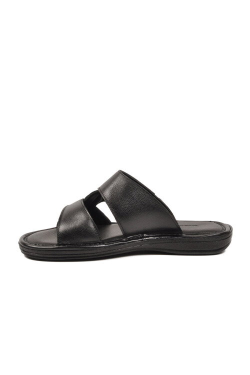 Siyah Hakiki Deri Yumuşak Taban Erkek Terlik 8521 M