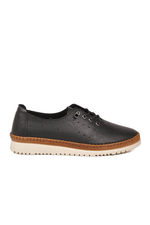 Siyah Hakiki Deri Ortopedik Kadın Casual Ayakkabı 508 Z