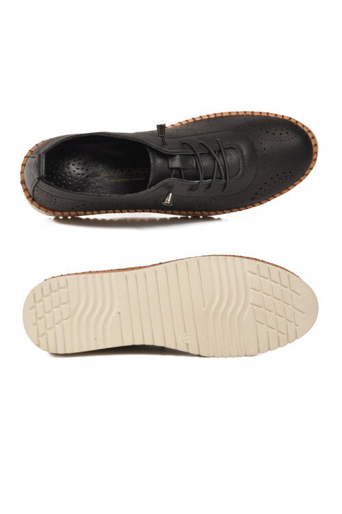 Siyah Hakiki Deri Ortopedik Kadın Casual Ayakkabı 509 Z