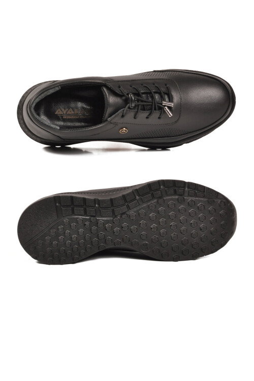 Siyah Hakiki Deri Ortopedik Kadın Casual Ayakkabı 690 Z