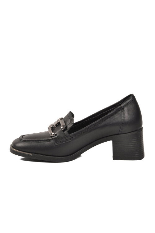 Premium Siyah Hakiki Deri Kadın Topuklu Klasik Ayakkabı 757 Z