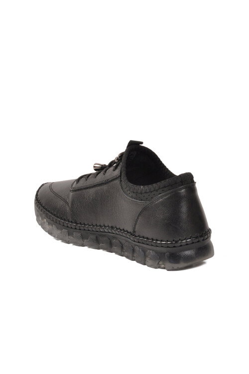 Siyah Hakiki Deri Kadın Casual Ayakkabı Z510 Z