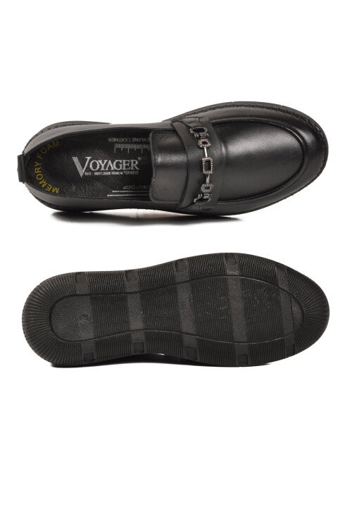 Siyah Hakiki Deri Anatomik Kadın Casual Ayakkabı Z540 Z