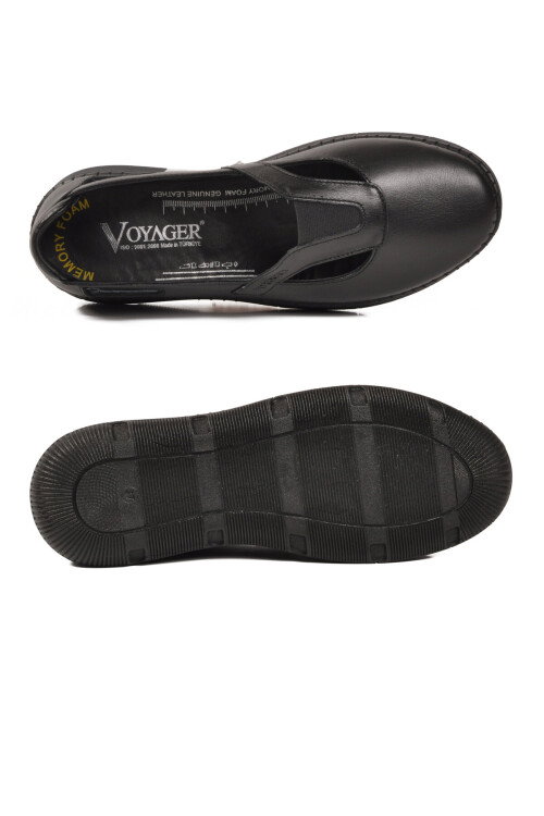 Siyah Hakiki Deri Anatomik Kadın Casual Ayakkabı Z541 Z