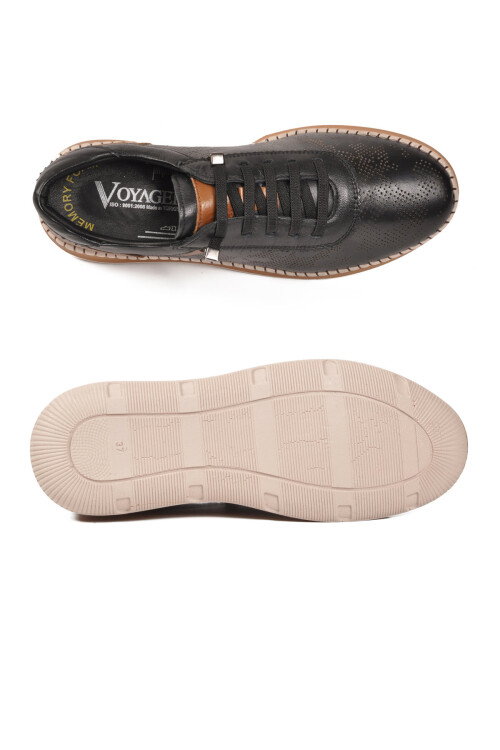 Siyah Hakiki Deri Anatomik Kadın Casual Ayakkabı Z543 Z