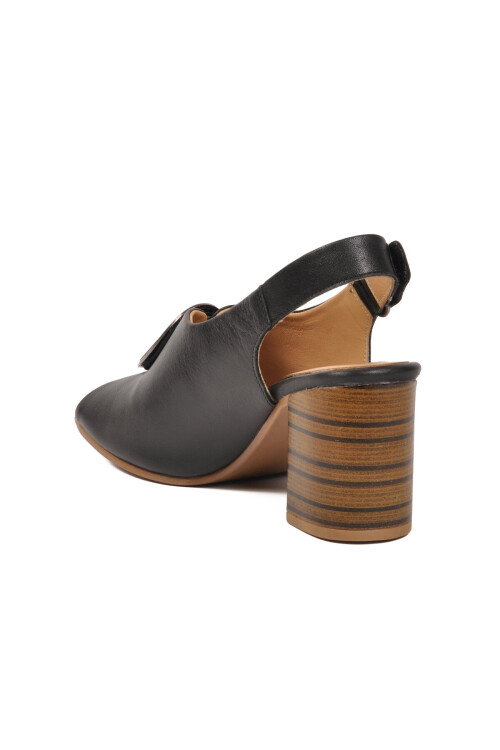 Siyah Hakiki Deri Kadın Topuklu Sandalet 2108518Y Z