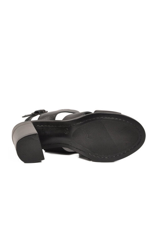 Siyah Hakiki Deri Kadın Topuklu Sandalet 24381400Y Z