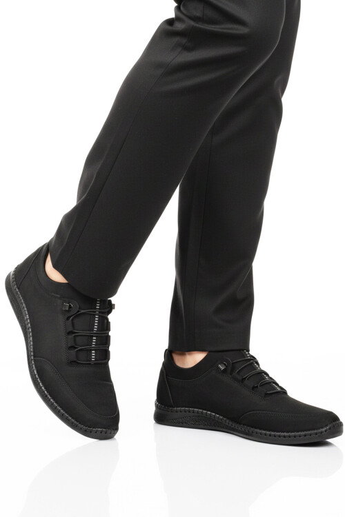 حذاء كاجوال رجالي من جلد النوبوك الأسود 800 متر