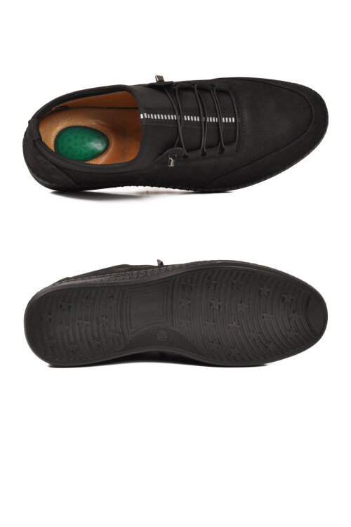 حذاء كاجوال رجالي من جلد النوبوك الأسود 800 متر