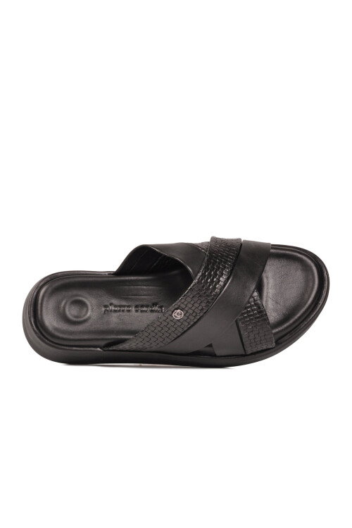 Siyah Hakiki Deri Erkek Terlik PC-7336 M