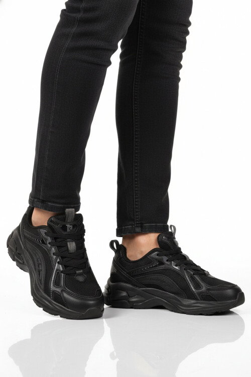 Siyah Hafızalı Taban Fileli Hafif Kadın Spor Ayakkabı PCI-11369 G