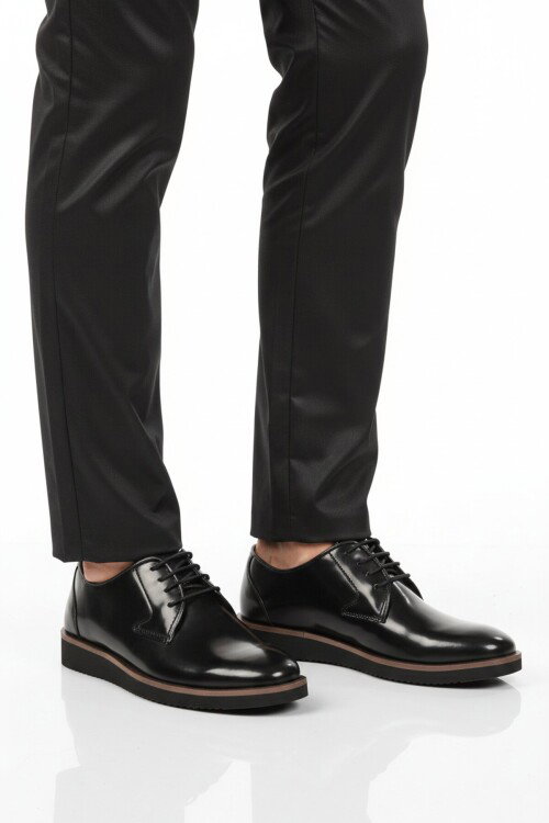 Siyah Rugan  Bağcıklı Erkek Casual Ayakkabı 232 M