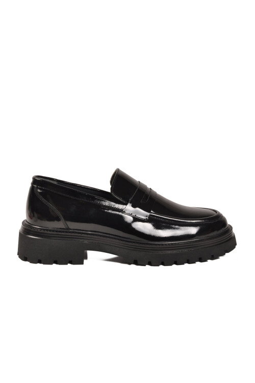 Siyah Rugan Hakiki Deri Erkek Casual Ayakkabı 2238 M