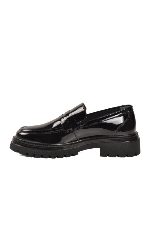 Siyah Rugan Hakiki Deri Erkek Casual Ayakkabı 2238 M