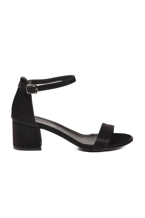 Siyah Saten Kadın Topuklu Abiye Ayakkabı 325157 Z