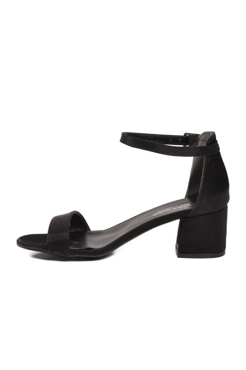 Siyah Saten Kadın Topuklu Abiye Ayakkabı 325157 Z