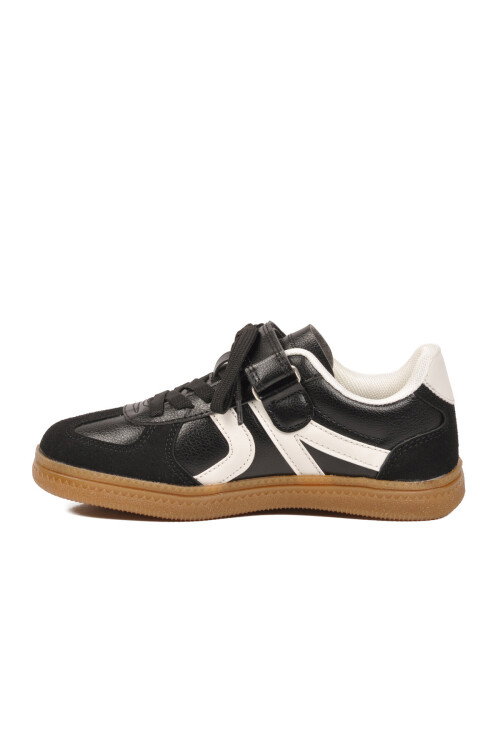Siyah Cırtlı Bağcıklı Unisex Çocuk Spor Ayakkabı Berry F