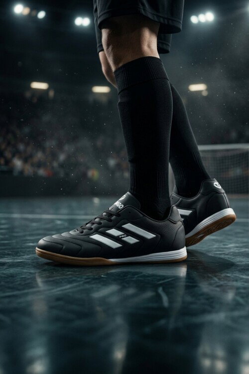 Siyah Bağcıklı Kaymaz Taban Erkek Futsal Ayakkabısı 227 M