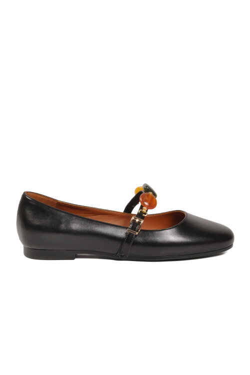 Siyah Kemerli Taşlı Hafif Kadın Babet 312547 Z