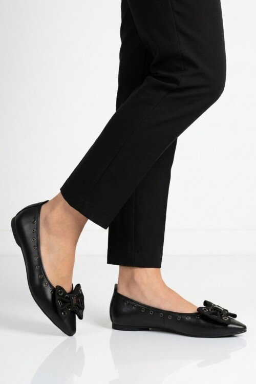 Siyah Hafif Esnek Kadın Babet Ayakkabı 351092 Z