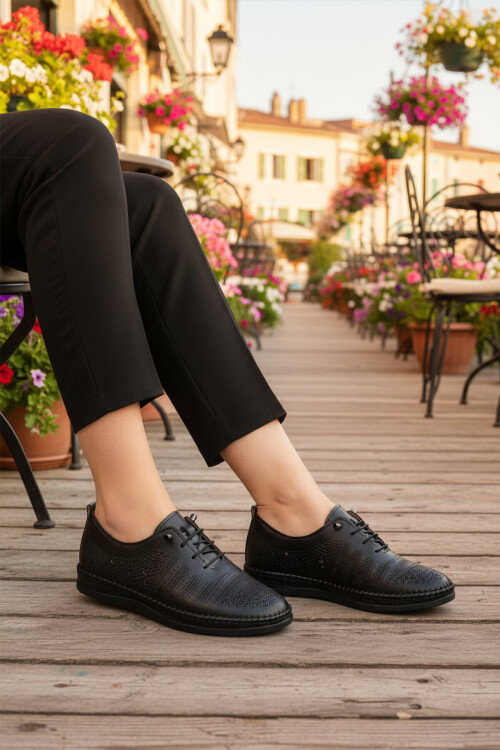 Siyah Hafif Esnek Kadın Casual Ayakkabı 066 Z