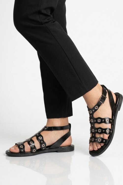 Siyah Hafif İnce Taban Yumuşak Tabanlı Kadın Sandalet 335337 Z