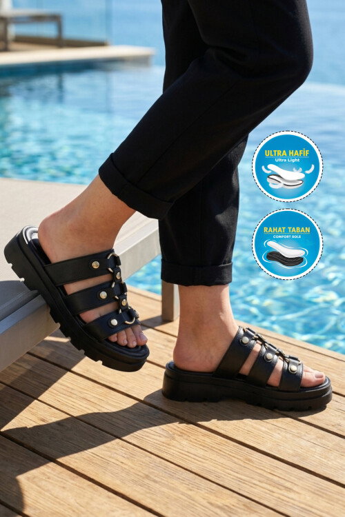 Siyah Hafif Yumuşak Taban Kadın Terlik 35351 Z