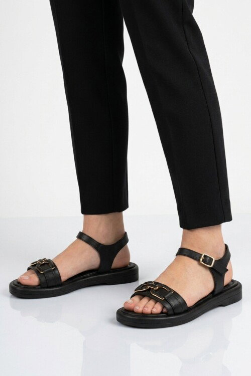 Siyah Kadın Tabanı Yumuşak Hafif Sandalet 35442 Z