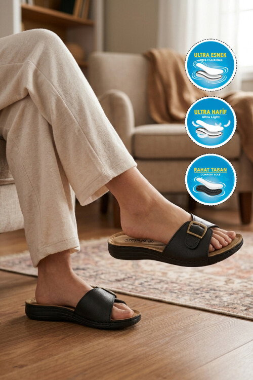 Siyah Hafif Anatomik Kadın Terlik 11-113