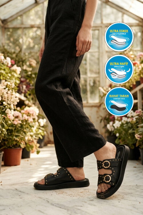 Siyah Kadın Yumuşak Tabanlı Hafif Terlik 513088 Z