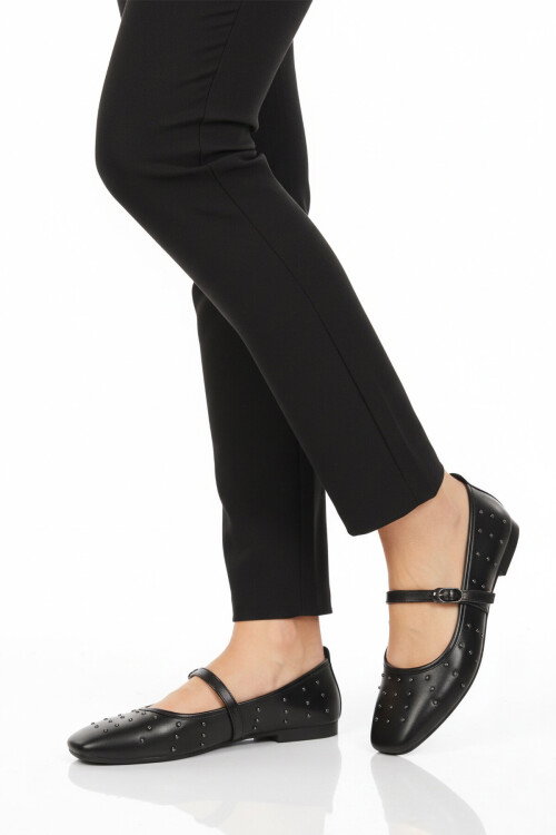 Siyah Kemerli Hafif Kadın Babet Ayakkabı 351080 Z