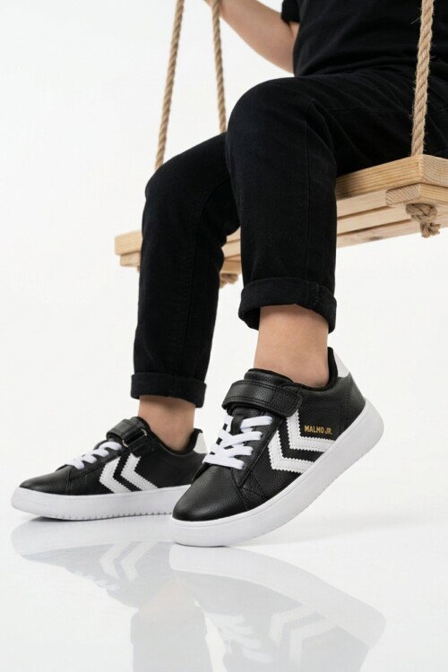 Siyah Cırtlı Hafif Cilt Unisex Çocuk Spor Ayakkabı 900869 Hml Malmo Jr