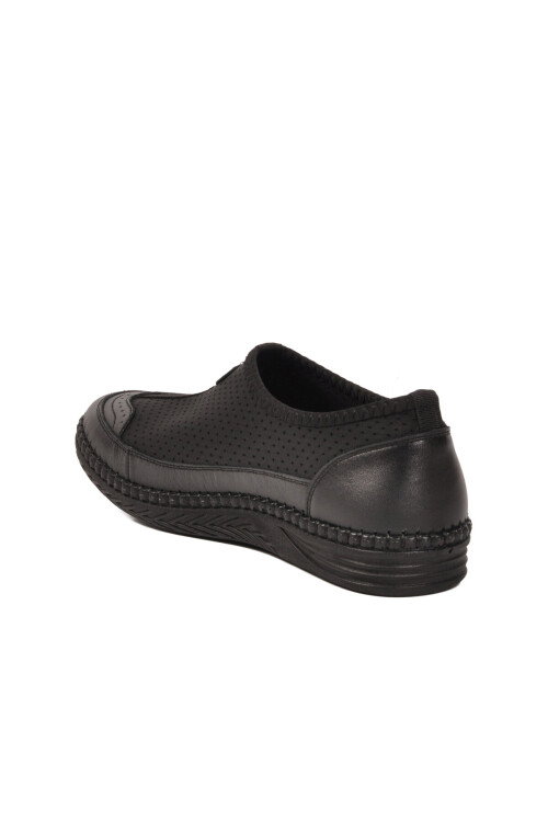 Siyah Hakiki Deri Kadın Casual Ayakkabı Z534 Z